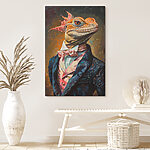 Canvas Schilderijen Dappere hagedis in elegante kleding.