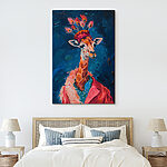 Canvas Schilderijen Giraffe met hoed