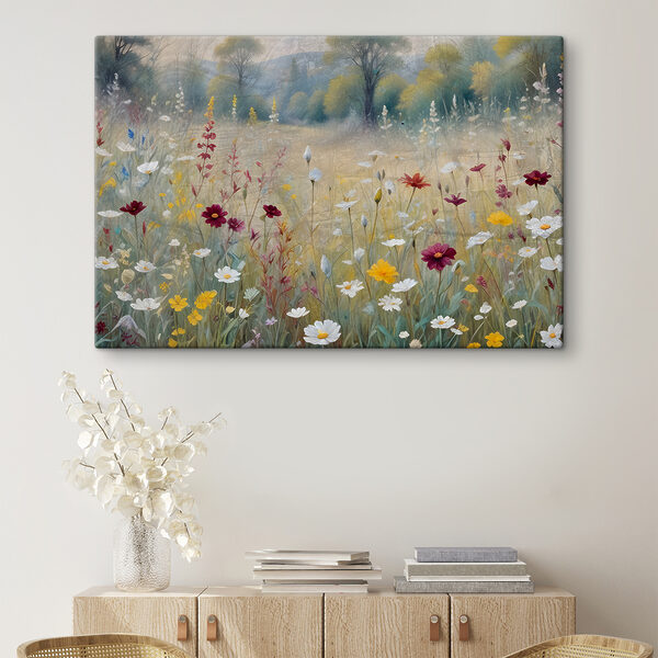 Zomerweide bloeit in levendige kleuren Canvas Schilderijen Zomerweide bloeit in levendige kleuren