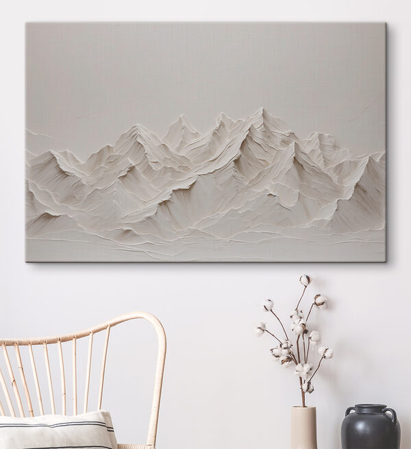 Wit reliëf van een berg Canvas Schilderijen Wit reliëf van een berg