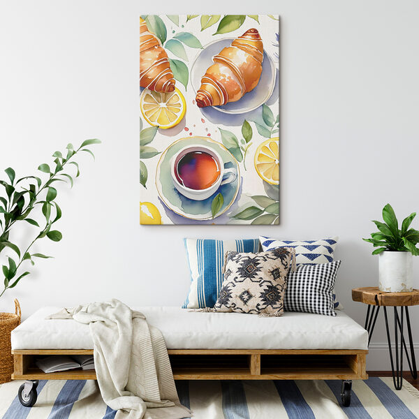 Aquarel van een kopje thee Canvas Schilderijen Aquarel van een kopje thee
