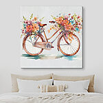 Canvas Schilderijen Fiets versierd met levendige bloemen