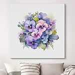 Canvas Schilderijen Levendig aquarel viooltjesboeket