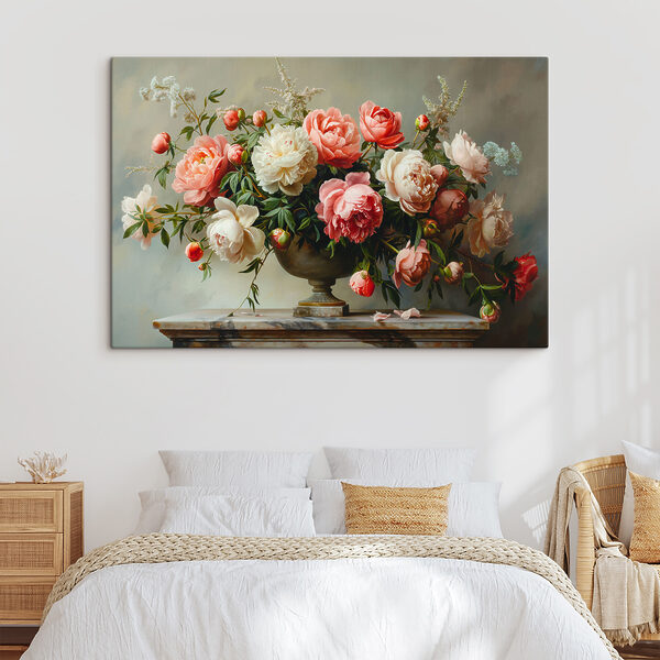 Elegant boeket in een klassieke vaas Canvas Schilderijen Elegant boeket in een klassieke vaas
