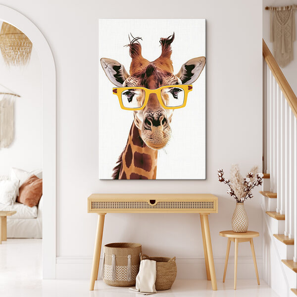 Giraffe met gele bril Canvas Schilderijen Giraffe met gele bril
