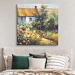 Canvas Schilderijen Cottage garden bloeit in het zonlicht.