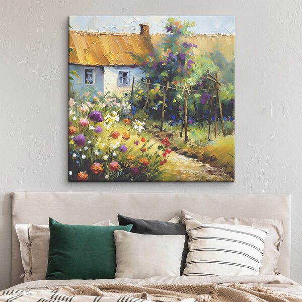 Cottage garden bloeit in het zonlicht Canvas Schilderijen Cottage garden bloeit in het zonlicht