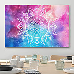 Canvas Schilderijen Witte mandala op een kleurrijke achtergrond