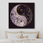 Canvas Schilderijen Yin yang symbool met bellen
