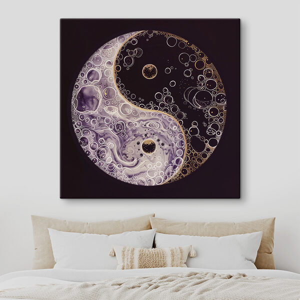 Yin yang symbool met bellen Canvas Schilderijen Yin yang symbool met bellen
