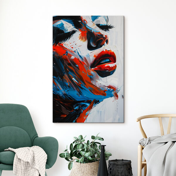 Schilderij van het gezicht van een vrouw Canvas Schilderijen Schilderij van het gezicht van een vrouw