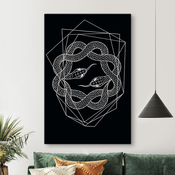 Zwart-wit tekening van een slang Canvas Schilderijen Zwart-wit tekening van een slang