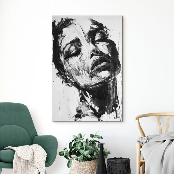 Schilderij van het gezicht van een vrouw Canvas Schilderijen Schilderij van het gezicht van een vrouw