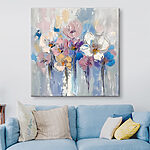 Canvas Schilderijen Kleurrijke bloesems op canvas met structuur.