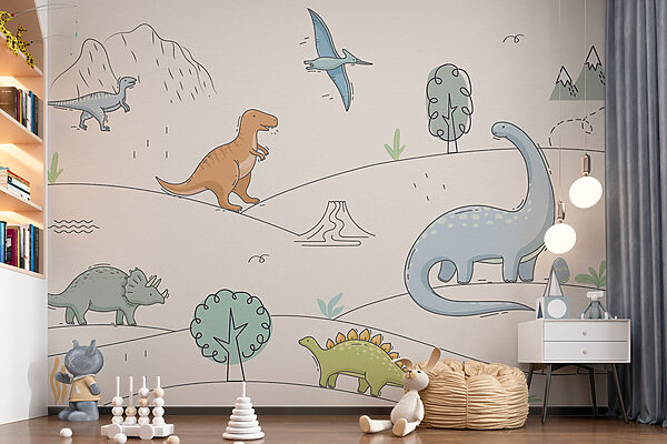 Cartoon van een pterodactyl Fotobehang Cartoon van een pterodactyl
