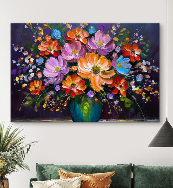 Schilderij van bloemen in een vaas Canvas Schilderijen Schilderij van bloemen in een vaas