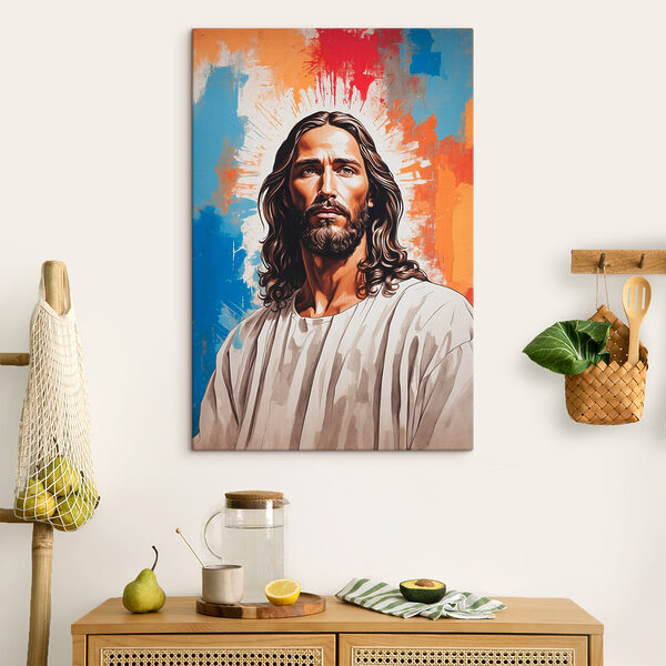 Sereen figuur te midden van levendige kleuren Canvas Schilderijen Sereen figuur te midden van levendige kleuren