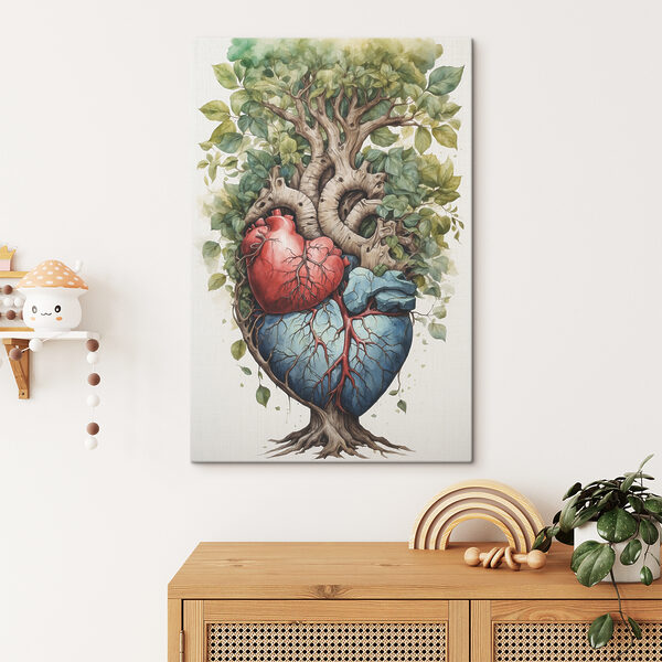 Menselijk hart met rode aderen Canvas Schilderijen Menselijk hart met rode aderen