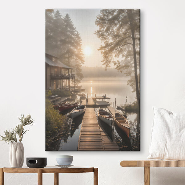Groep boten op een dok Canvas Schilderijen Groep boten op een dok