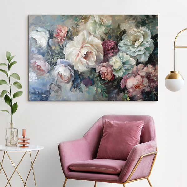 Levendige bloemen elegantie in bloei Canvas Schilderijen Levendige bloemen elegantie in bloei
