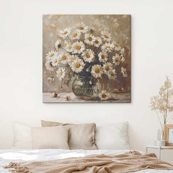 Boeket madeliefjes in vaas Canvas Schilderijen Boeket madeliefjes in vaas
