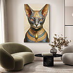 Canvas Schilderijen Kattengezicht met een kroon