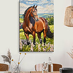 Canvas Schilderijen Majestueus paard in levendige weide