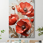 Canvas Schilderijen Levendige rode bloemen in bloei.