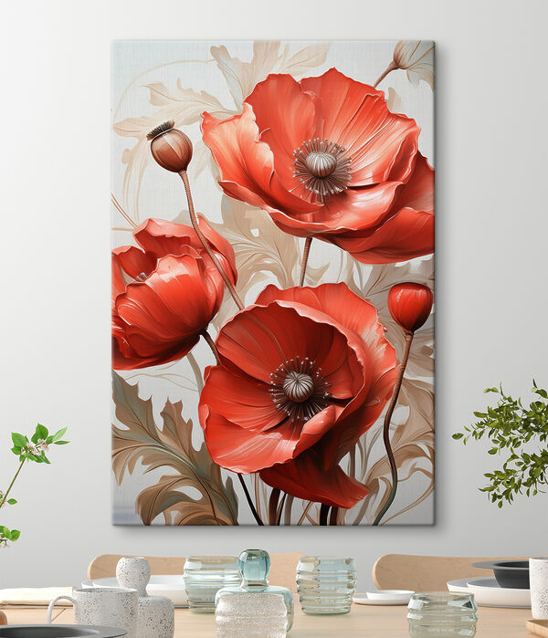 Levendige rode bloemen in bloei Canvas Schilderijen Levendige rode bloemen in bloei