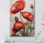 Canvas Schilderijen Helderrode bloemen in elegante bloei