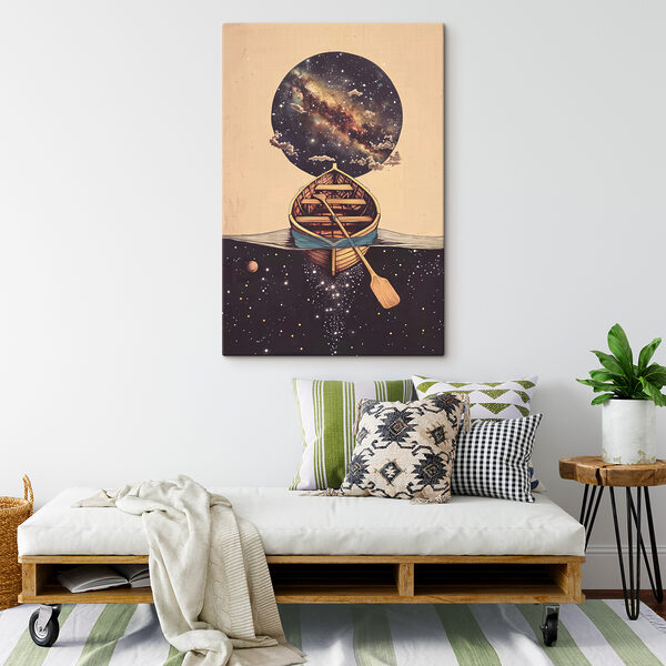 Canvas Schilderijen Tekening van een boot met een peddel