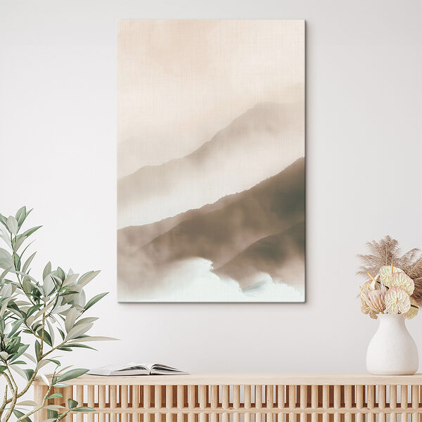 Canvas Schilderijen Mistig gebergte