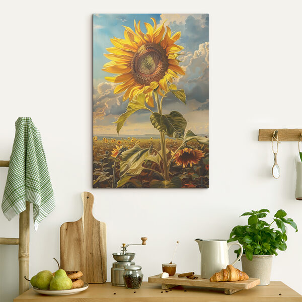 Zonnebloem die naar de hemel reikt Canvas Schilderijen Zonnebloem die naar de hemel reikt