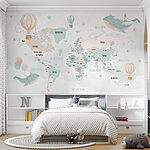 Fotobehang Blauwe en witte luchtballon