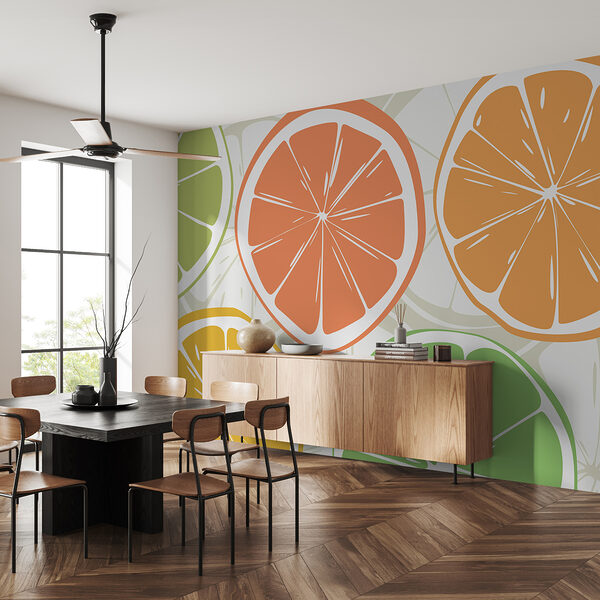 Fotobehang Citrusschijfjes in levendige kleuren