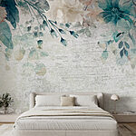 Fotobehang Pastel bloemenpatroon op gestructureerde achtergrond.