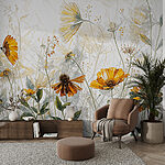 Fotobehang Wilde bloemen dansen in de wind