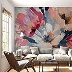 Fotobehang Kleurrijk abstract bloemenschilderij bloeit.