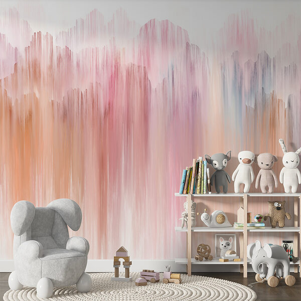 Roze en witte berg Fotobehang Roze en witte berg