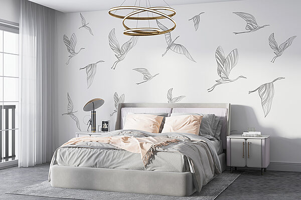 Tekening van een vogel Fotobehang Tekening van een vogel