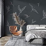 Fotobehang Witte lijntekening van een vogel