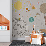Fotobehang Cartoon van een planeet