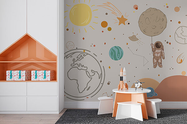 Cartoon van een planeet Fotobehang Cartoon van een planeet