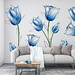 Fotobehang Delicate blauwe bloemen in bloei.