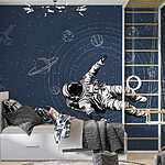 Fotobehang Een astronaut zwevend in de ruimte
