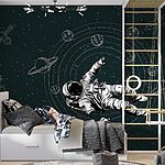 Fotobehang Een astronaut zwevend in de ruimte