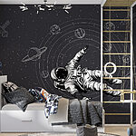 Fotobehang Een astronaut zwevend in de ruimte