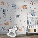 Fotobehang Zeesterren en bubbels