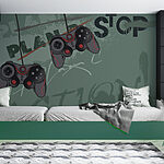 Fotobehang Videogamecontroller aan een muur