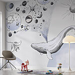 Fotobehang Zwart-witte cirkel met zwarte stippen